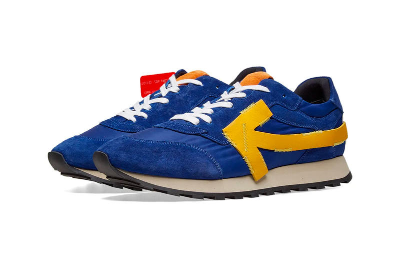 Off-White™ Debuts Arrow Running Sneaker in “Blue/Yellow”