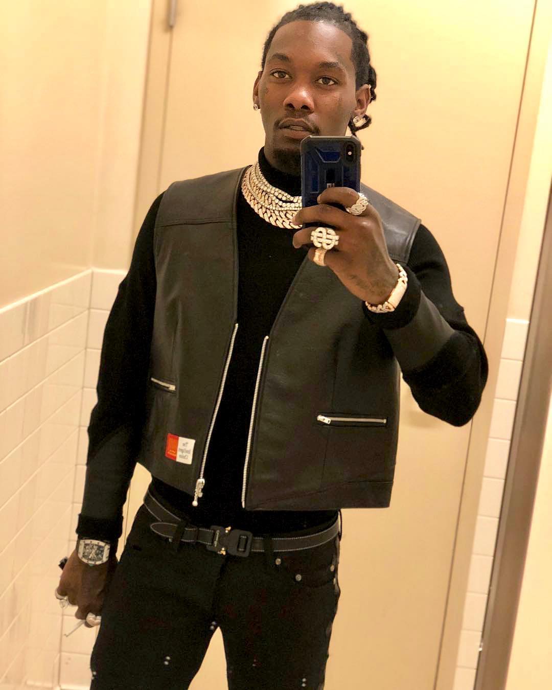 SPOTTED: Offset Snaps Selfie in Martine Rose & Alyx X Dior Belt