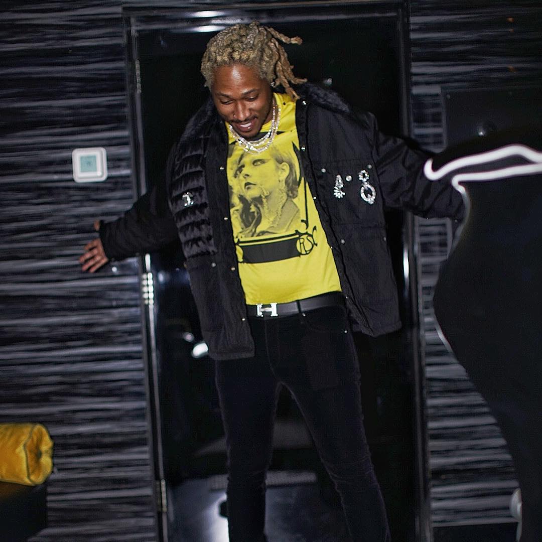 SPOTTED: Future in Graphic Yellow T-Shirt & Hermes Belt