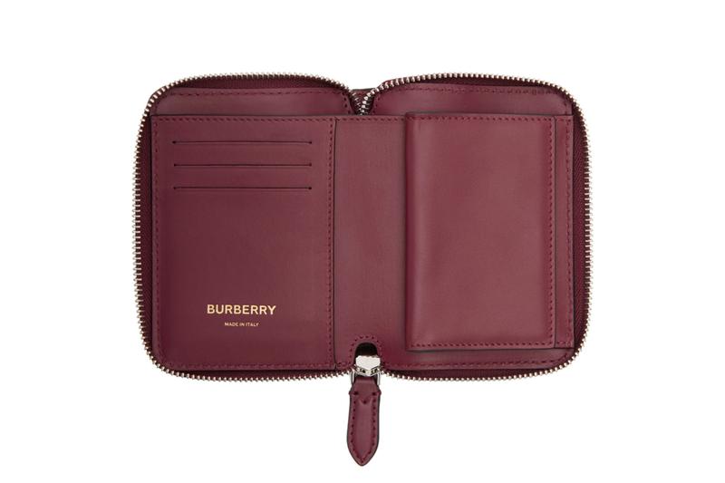 Burberry Border Detail London Leather Bifold Wallet Burgundy Red