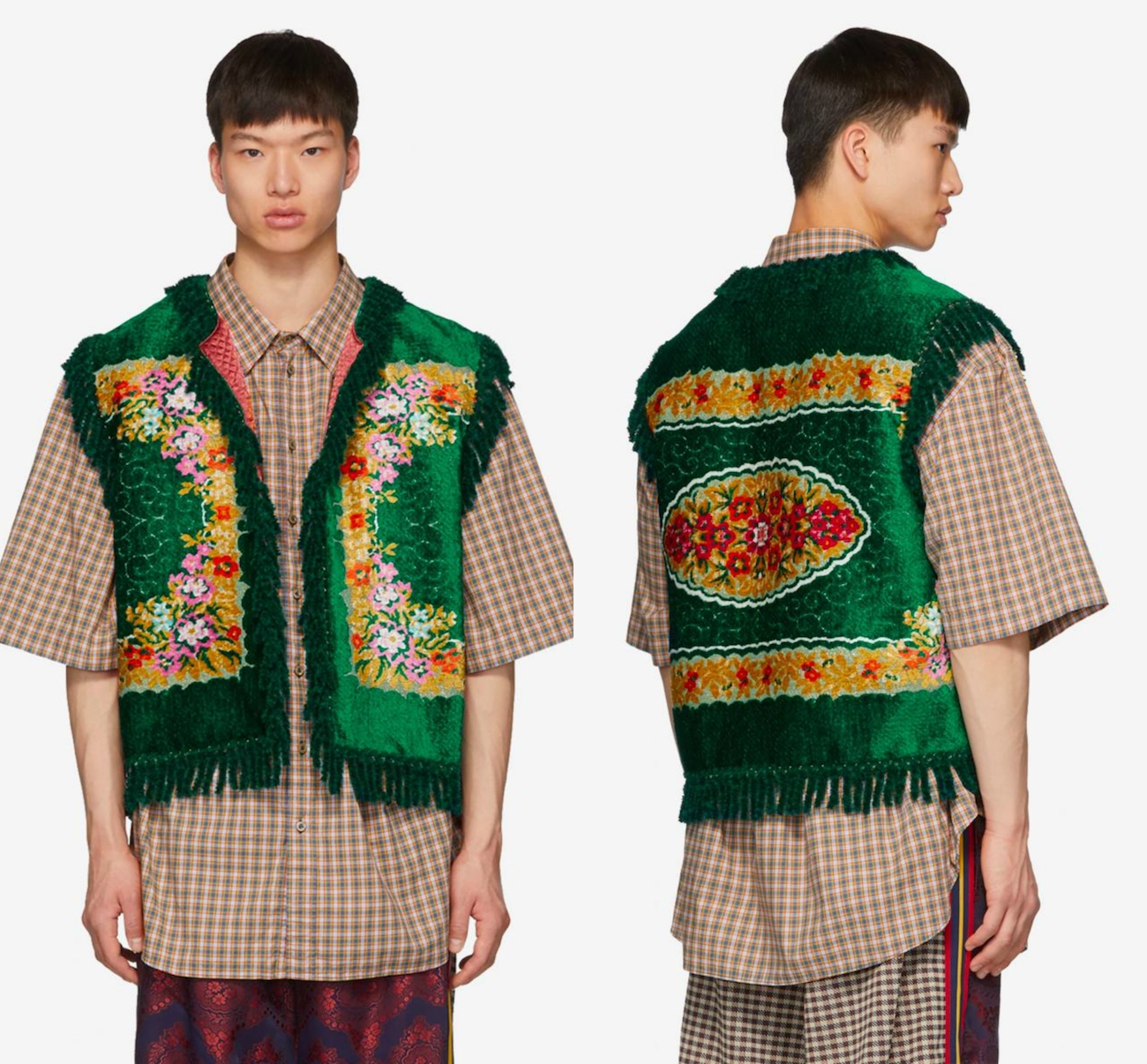 Gucci Releases Victorian-esque Green Floral Velvet Jacquard Vest ...