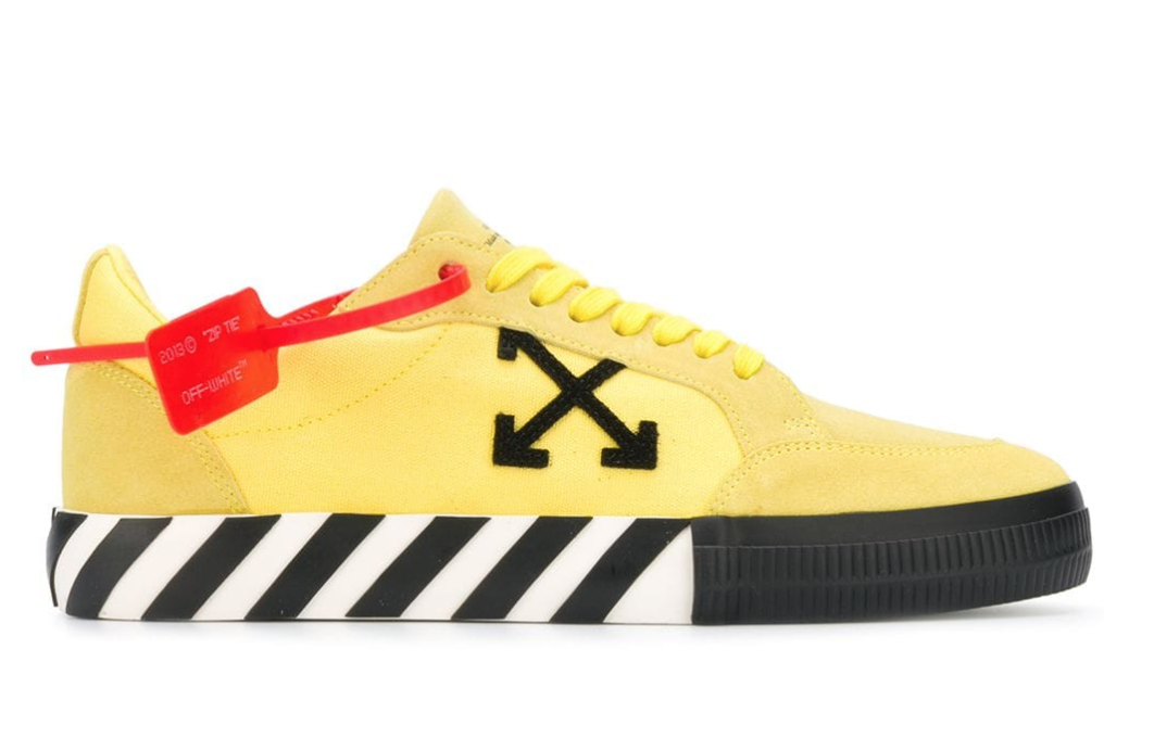 PAUSE or Skip: Off-White Logo Sneakers in Yellow