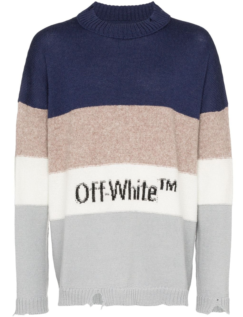 PAUSE or Skip: Off-White Logo Striped Distressed Jumper – PAUSE Online ...