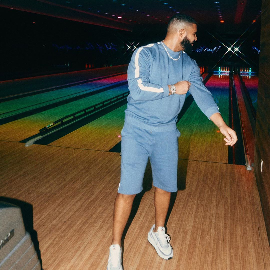 SPOTTED: Drake Hits Bowling Alley in Blue Co-ord