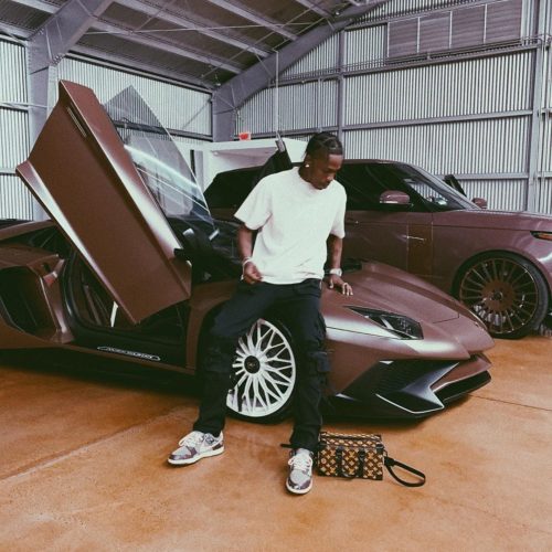 Spotted: Travis Scott Shows Off His Lamborghini Aventador & Lv 