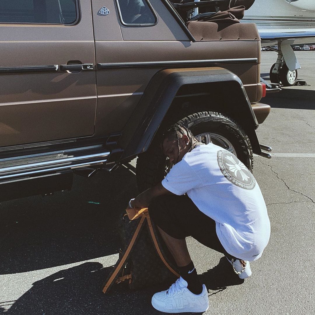 SPOTTED: TRAVIS SCOTT SHOWS OFF LV BACKPACK & CPFM X NIKE COLLAB –  SEVENTEENTHEBRAND