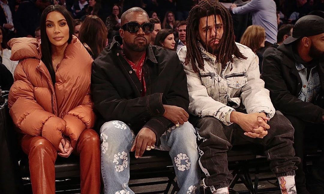 SPOTTED: Kanye, Kim and J.Cole Sit Front Row at the NBA All-Star Game