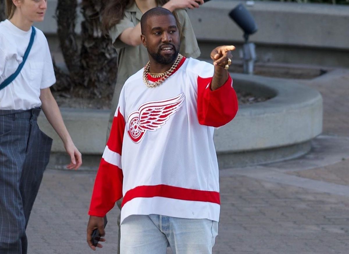 SPOTTED: Kanye West dons Levi’s, Yeezy & Red Wings Jersey in Calabasas