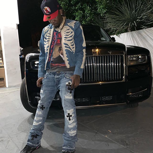 SPOTTED: Offset dons Chrome Hearts & Air Jordans on Rolls Royce