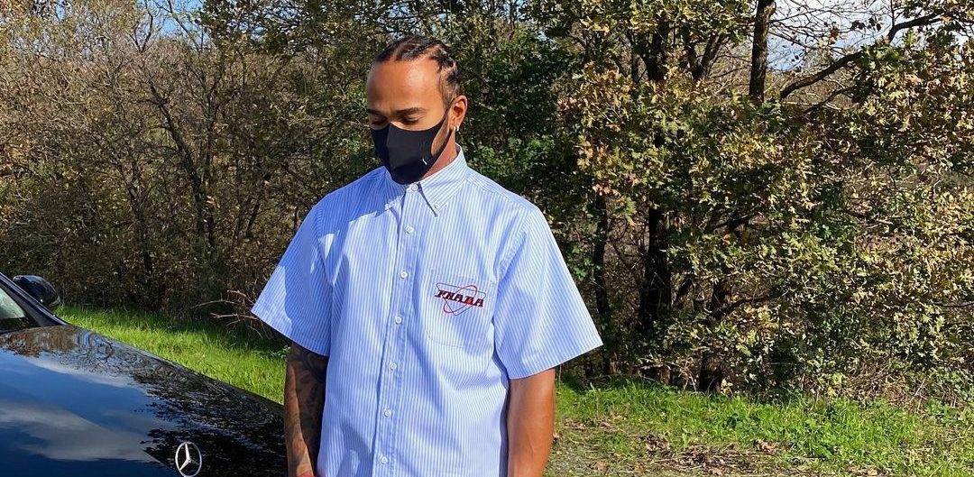 SPOTTED: Lewis Hamilton in Pinstripe Prada and Honor the Gift