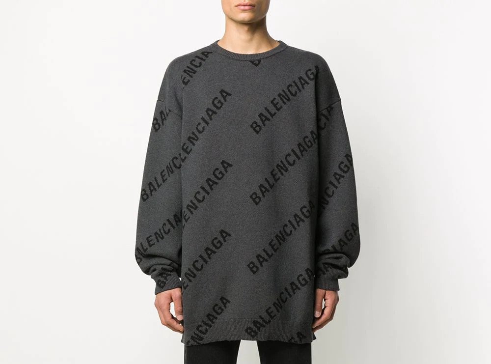 PAUSE or Skip: Balenciaga All-Over Logo Print Knit