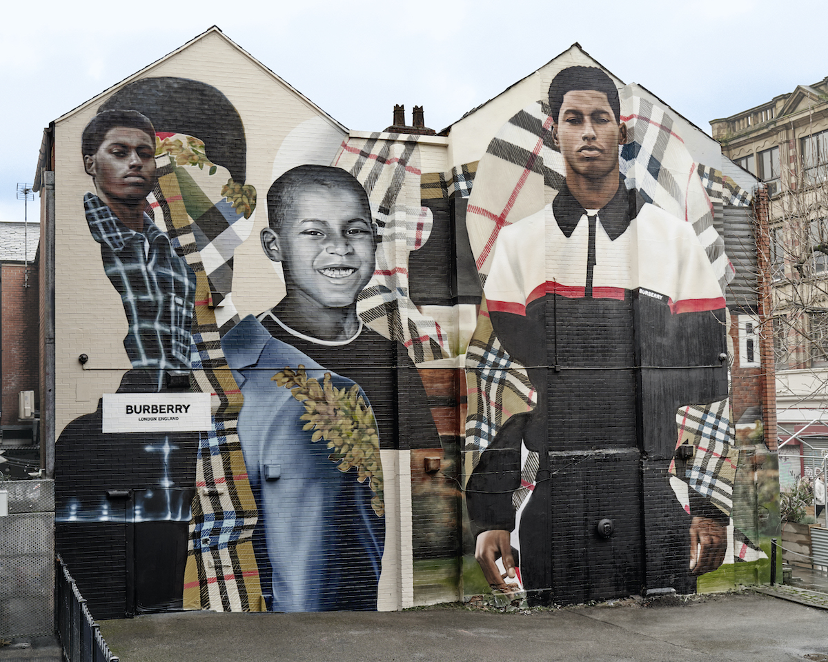 Burberry Unveil Mural dedicated to Marcus Rashford in Manchester