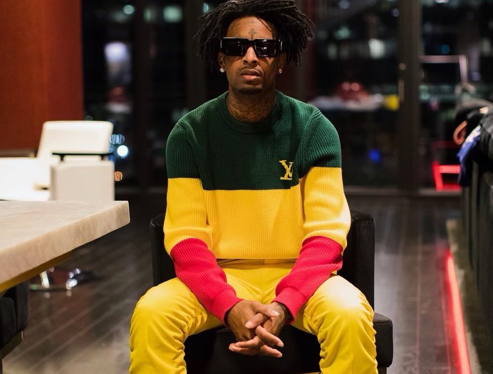 SPOTTED: 21 Savage dons Louis Vuitton ‘Jamaican Stripe’ Jumper