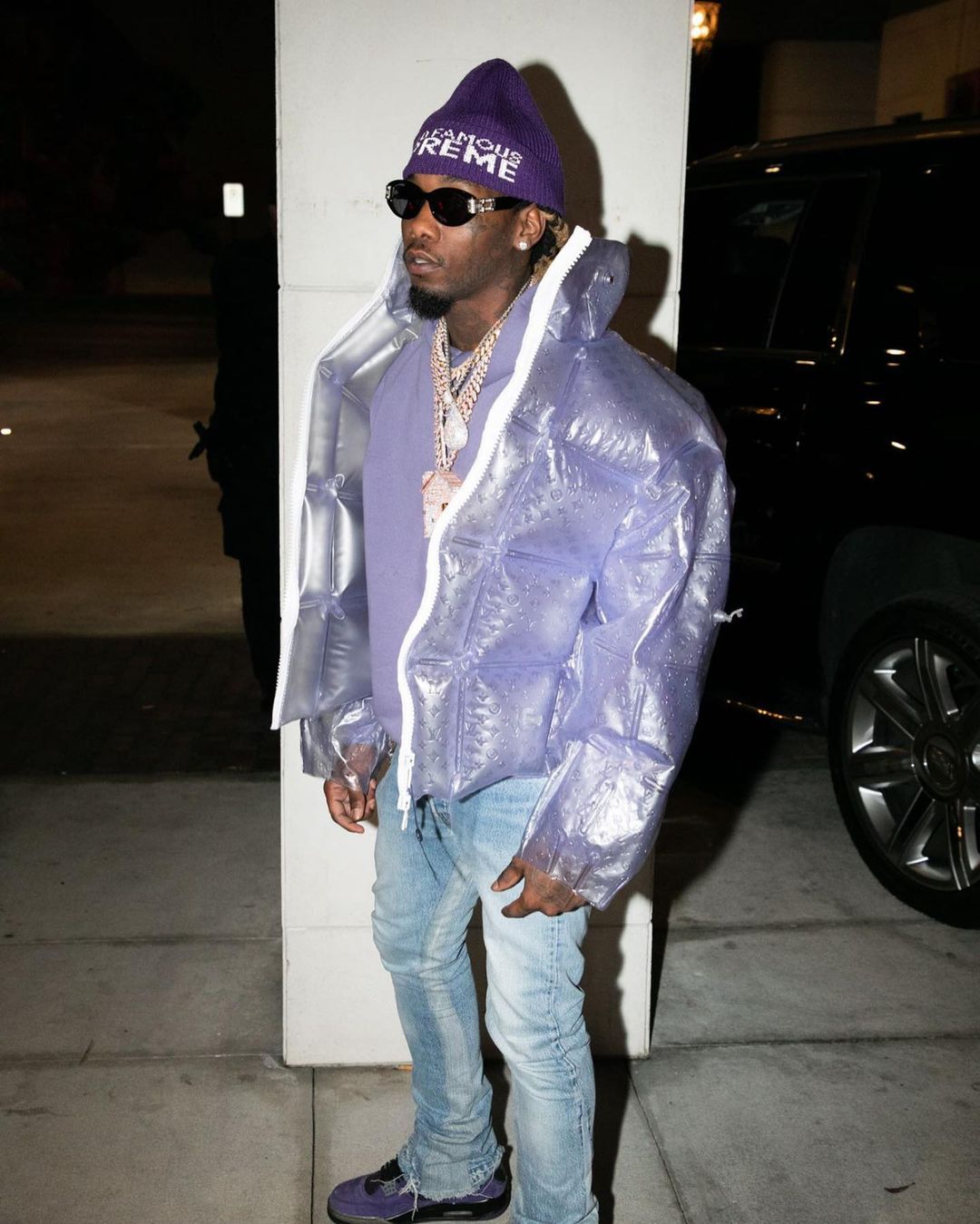 SPOTTED: Offset Joins the Transparent Louis Vuitton Puffer Gang