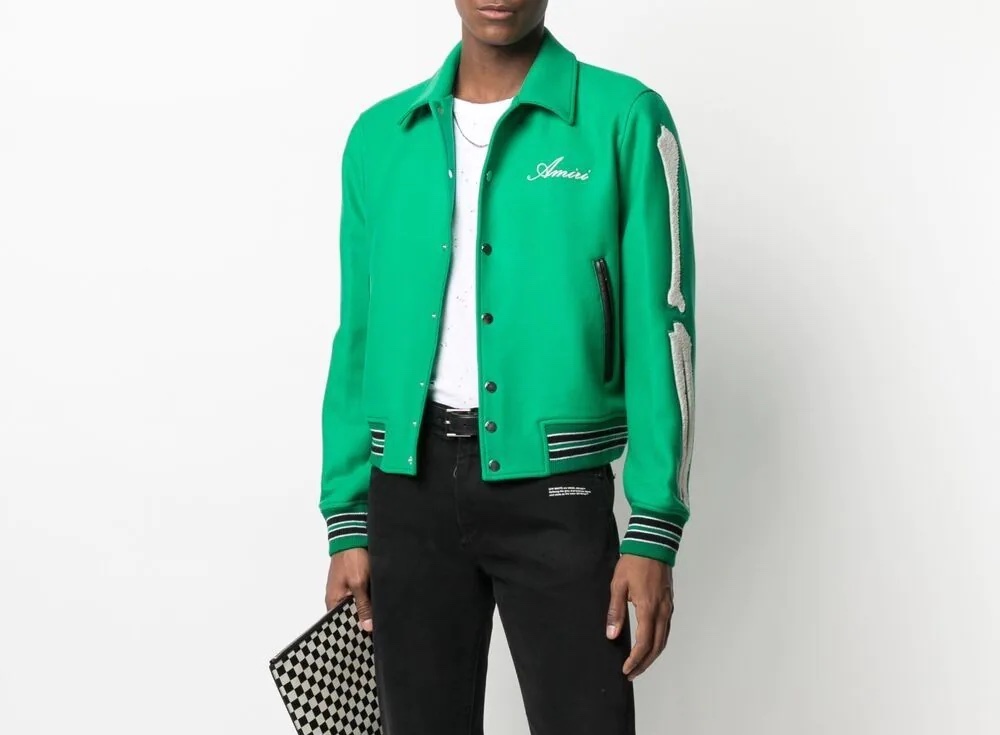 PAUSE or Skip: Amiri Bones Green Varsity Jacket