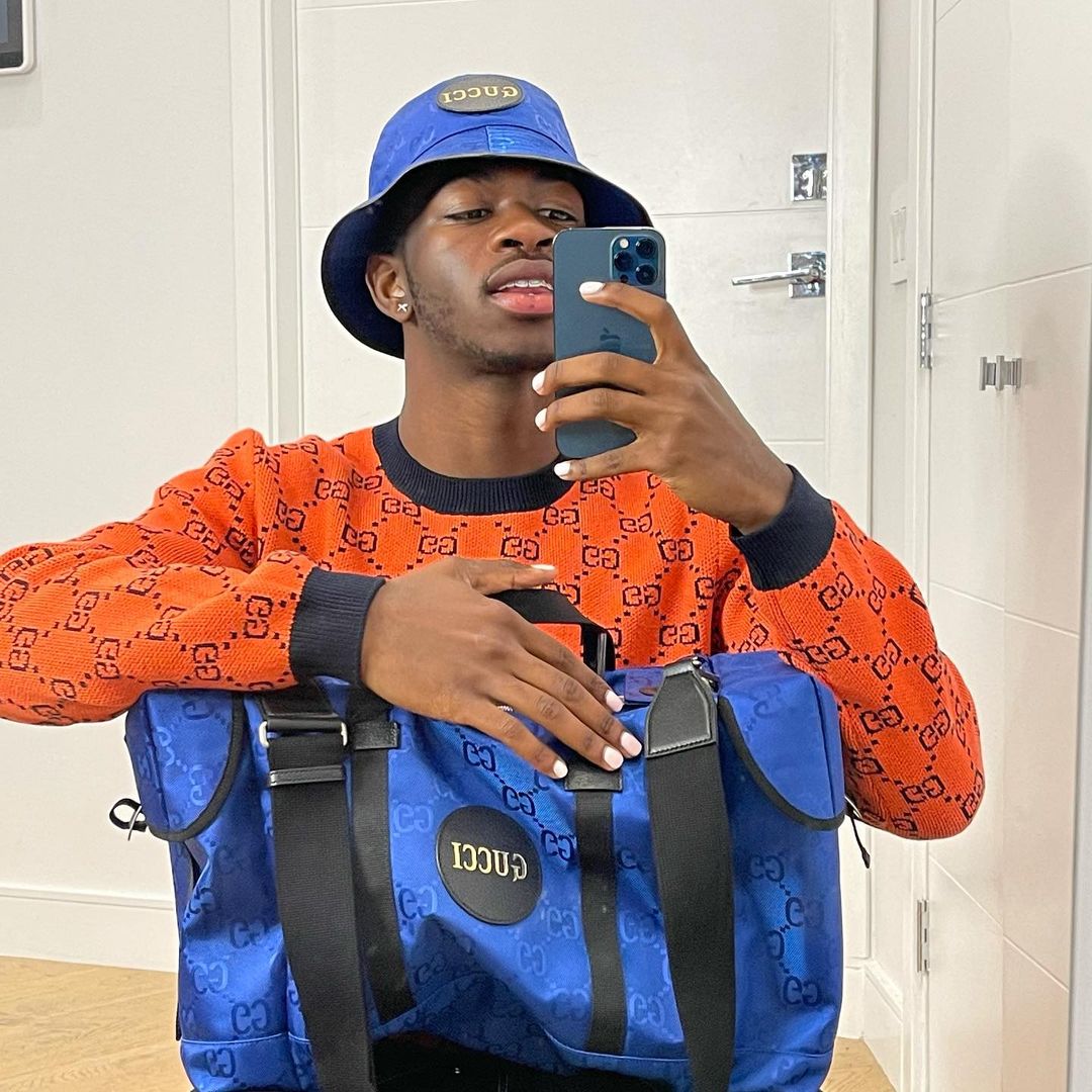 SPOTTED: Lil Nas X in Orange & Blue Gucci Getup