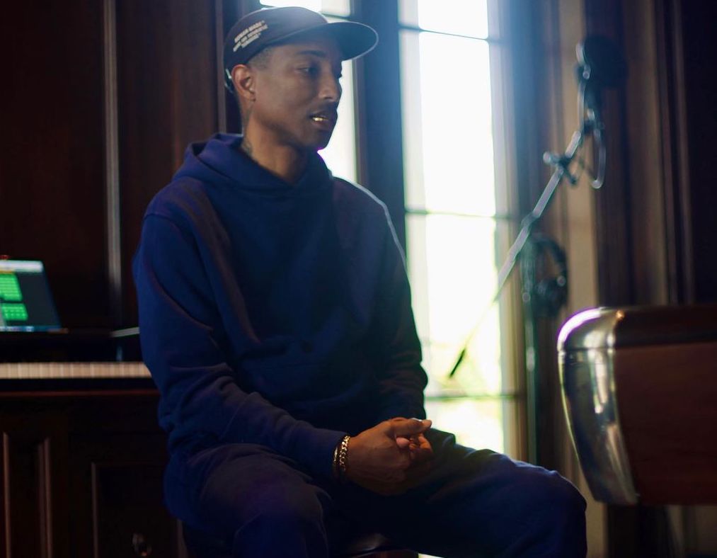 SPOTTED: Pharrell Williams keeps it cool in All-Blue adidas Originals