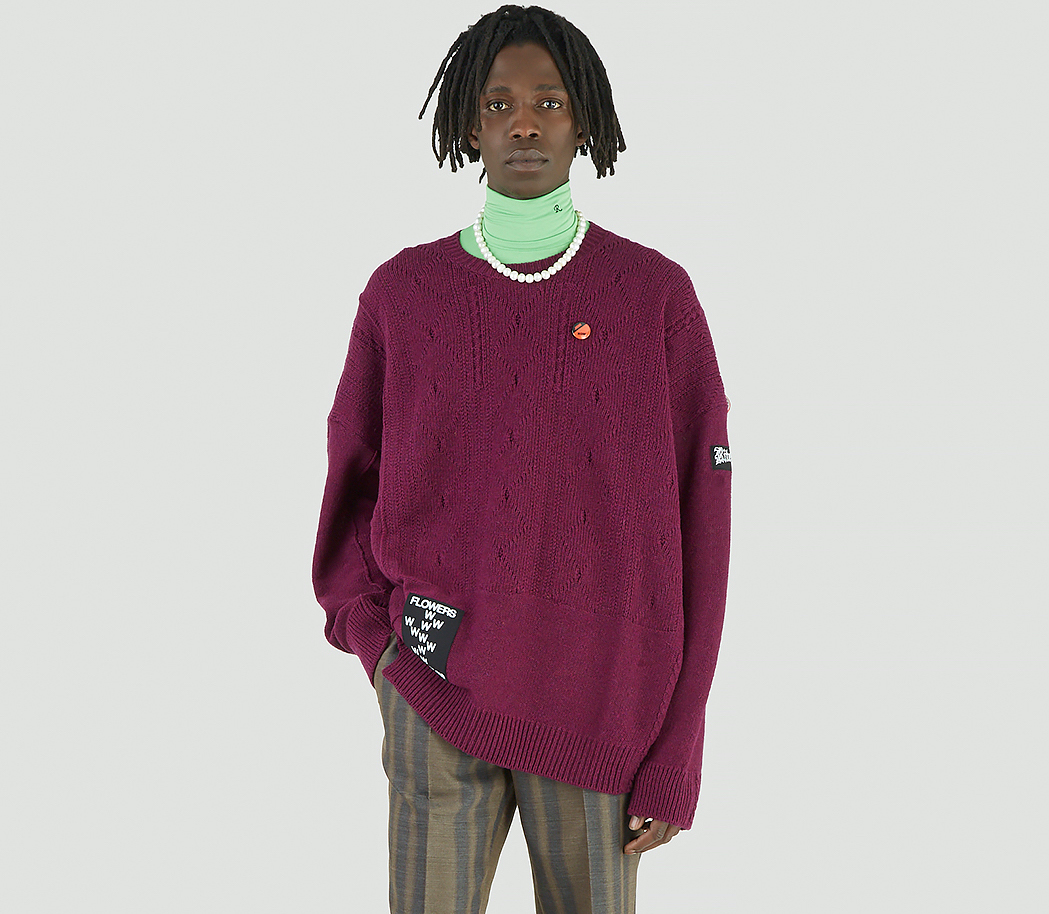 PAUSE or Skip: Raf Simons Logo-Patch Braid Sweater in Purple