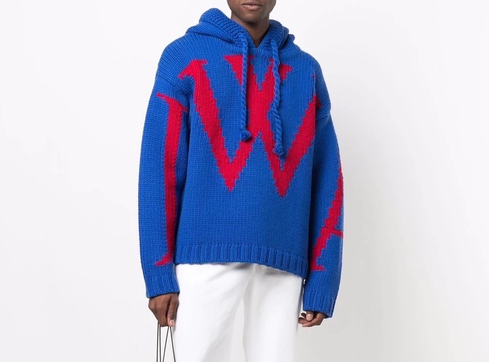 PAUSE or Skip: JW Anderson Logo-Intarsia Knitted Hoodie