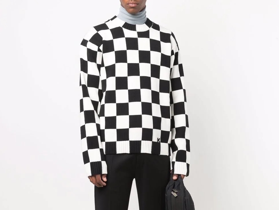 PAUSE or Skip: Kenzo Checkerboard-Print Knitted Jumper