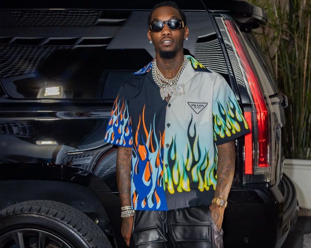 SPOTTED: Offset Serves up Printed Prada & Leather Look