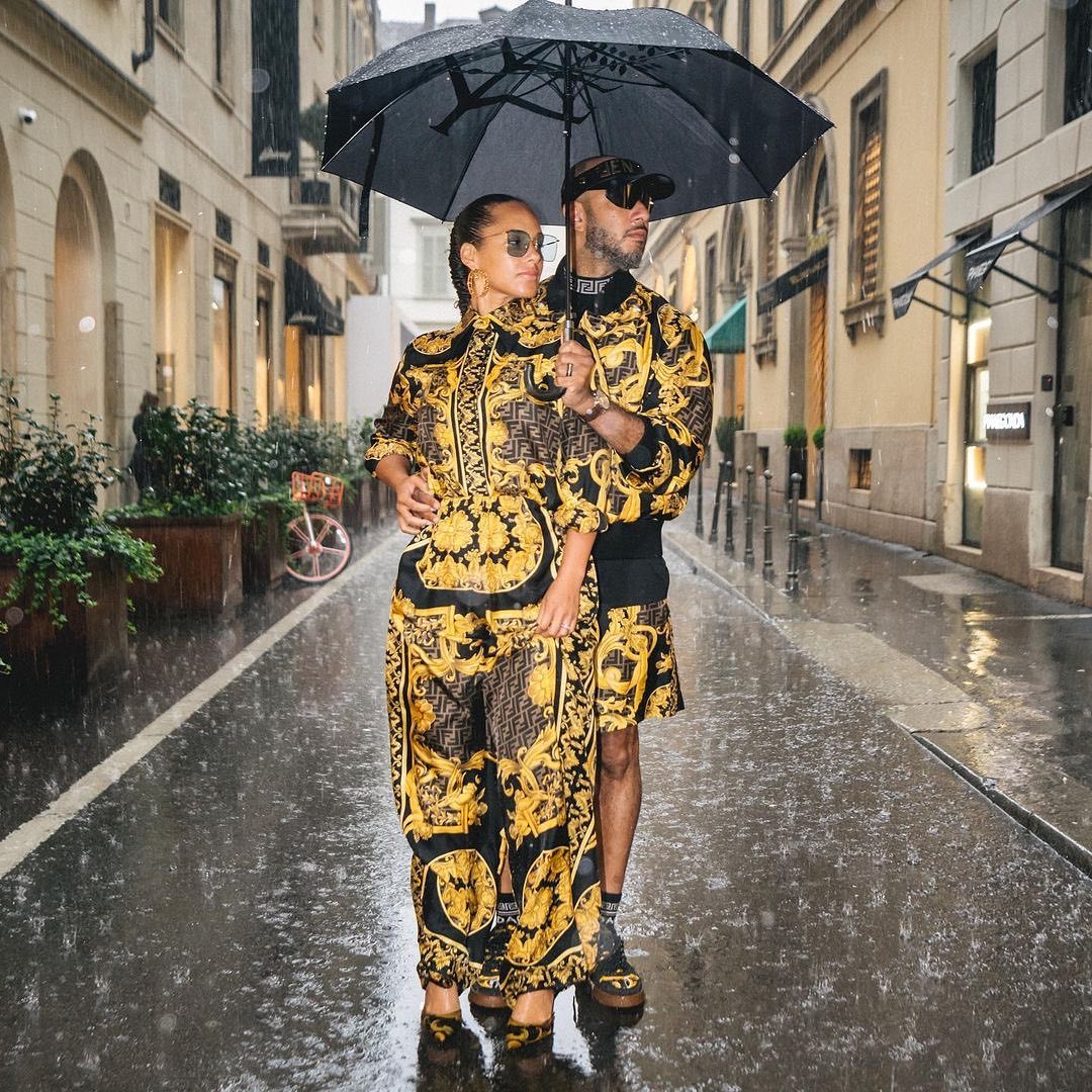 SPOTTED: Swizz Beatz & Alicia Keys don Fendi x Versace to Milan Fashion Week