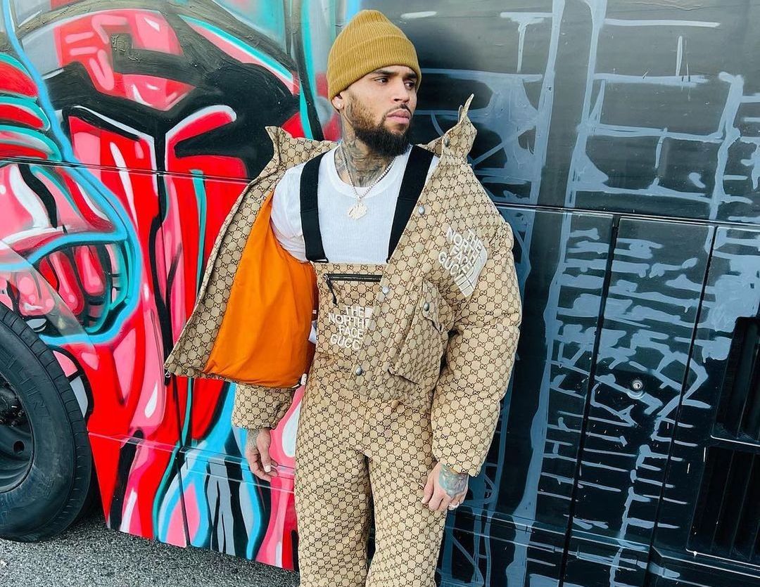SPOTTED: Chris Brown in Gucci x The North Face & Air Jordan Trainers