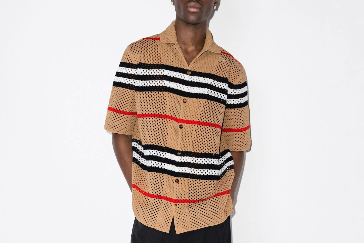 PAUSE or Skip: Burberry Malet Icon Stripe Pointelle Knit Shirt
