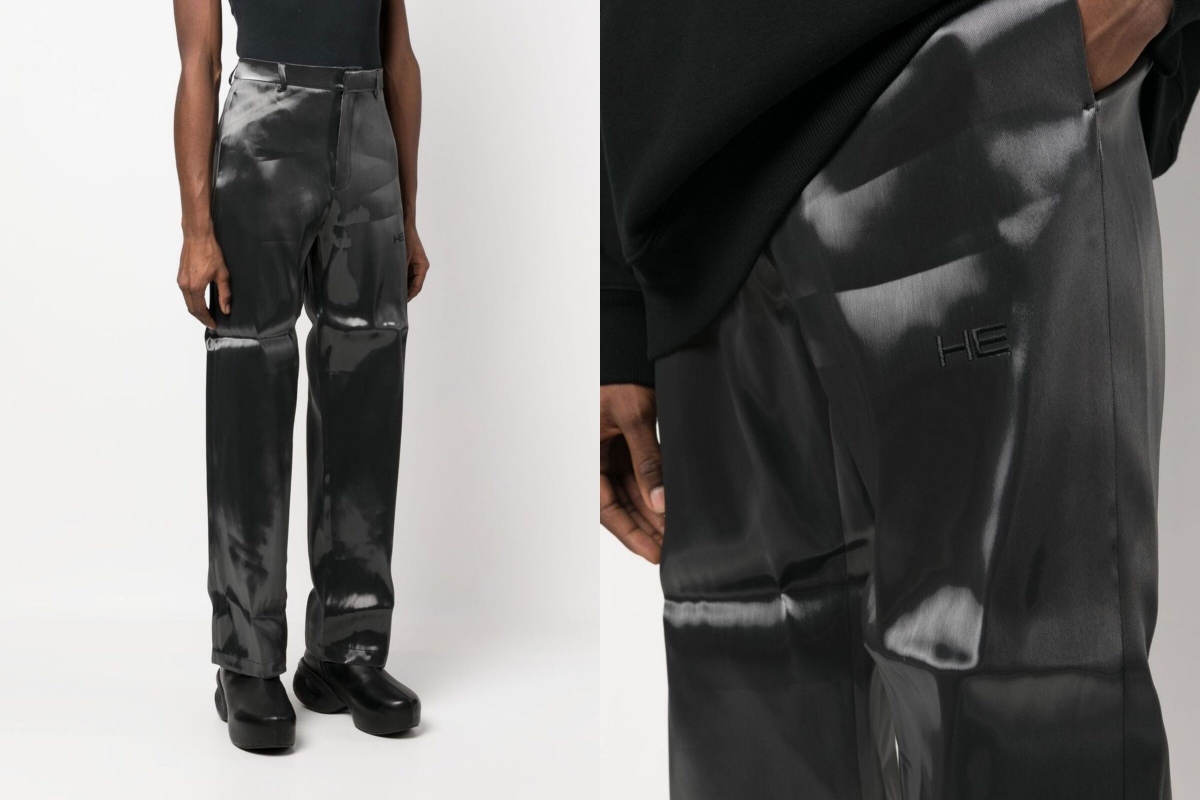 PAUSE or Skip: HELIOT EMIL Grey Embroidered Logo Straight-Leg Trousers