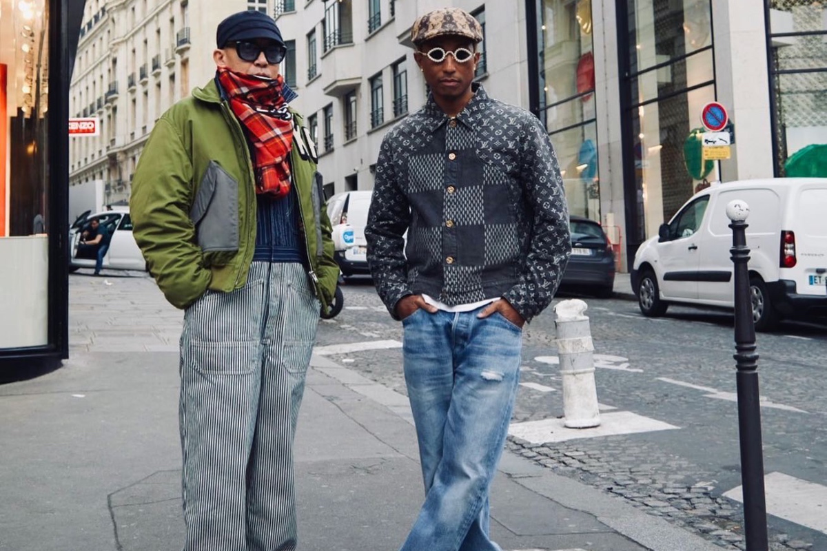 SPOTTED: Pharrell Williams Posts Up in Paris with Nigo Wearing Louis Vuitton