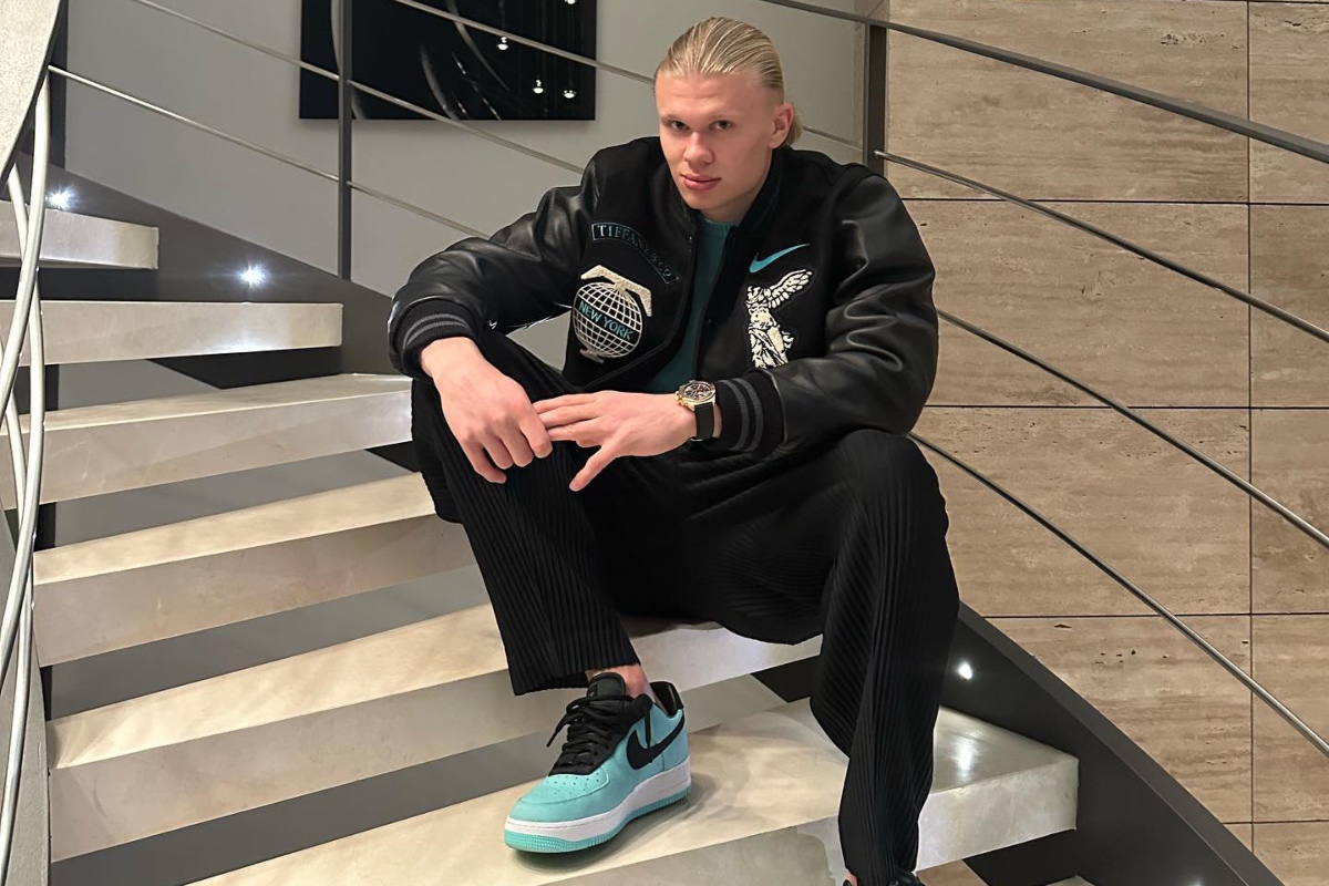 SPOTTED: Erling Haaland Enjoys Down Time Wearing ‘Friends & Family’ Tiffany x Nike Air Force 1 & Issey Miyake