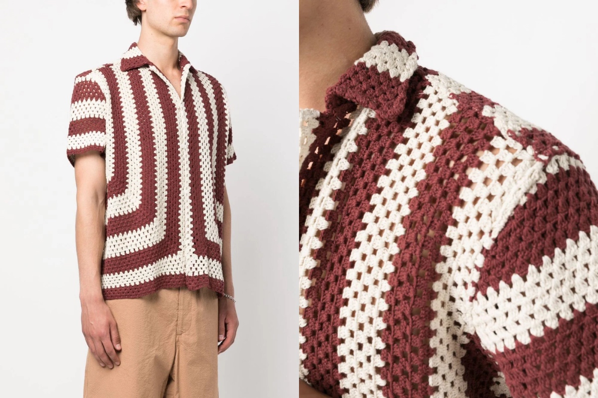 PAUSE or Skip: BODE Striped Crochet-Knit Shirt