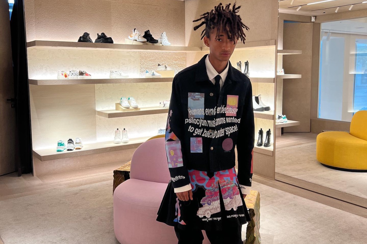 SPOTTED: Jaden Smith Heads to Seoul for LV Show Wearing Striking MSFTSrep Ensemble