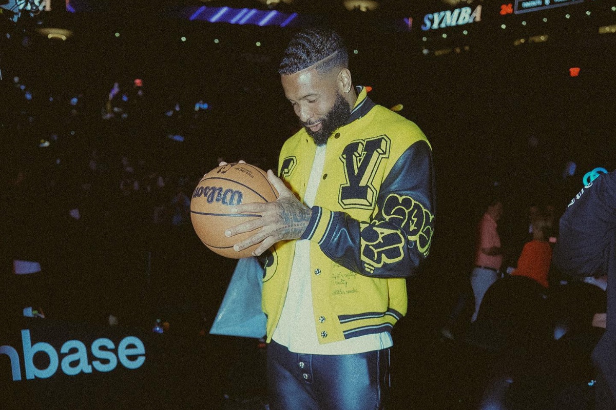 SPOTTED: Odell Beckham Jr. Sits Courtside Wearing Standout Louis Vuitton & Chrome Hearts Ensemble