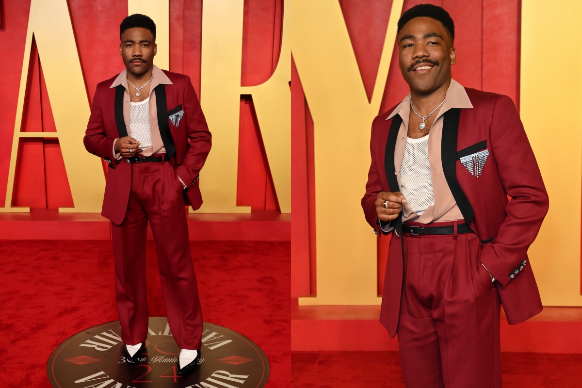 SPOTTED: Donald Glover Lights Up the Oscars 2024 Red Carpet Wearing Full AMIRI Ensemble