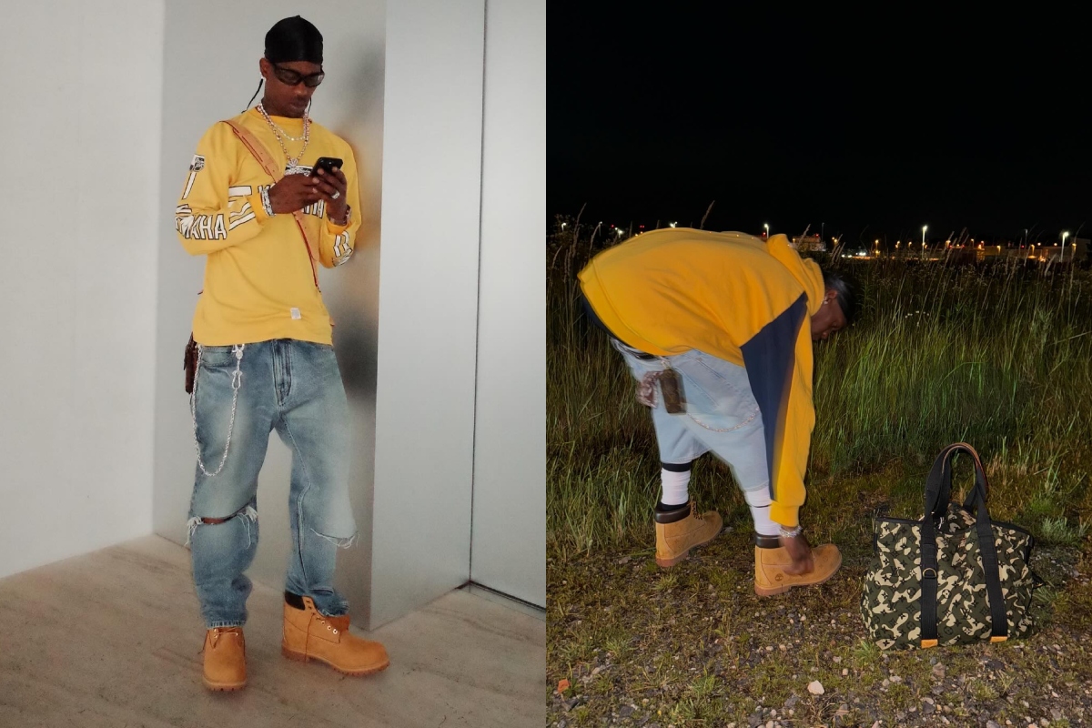 SPOTTED: Travis Scott Goes Monogram Mad Wearing Louis Vuitton x Timberland & VETEMENTS