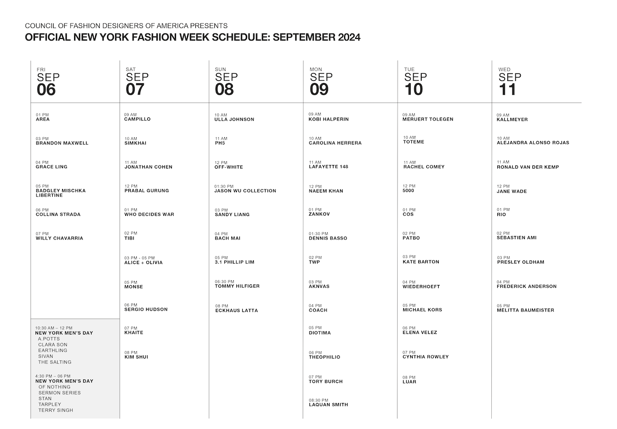 Take a First Look at the New York Fashion Week Womenswear SS25 Schedule