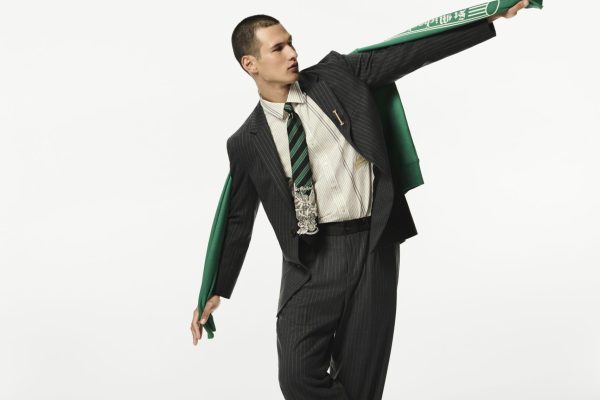 M&S x Aries Pinstripe Blazer, Pinstripe Trousers, Shirt, Silk Tie